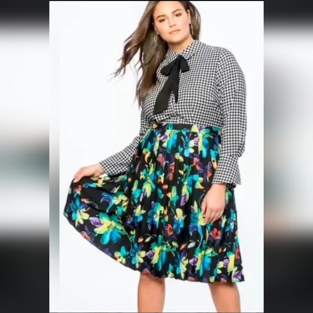 Eloquii long sleeve retro midi dress